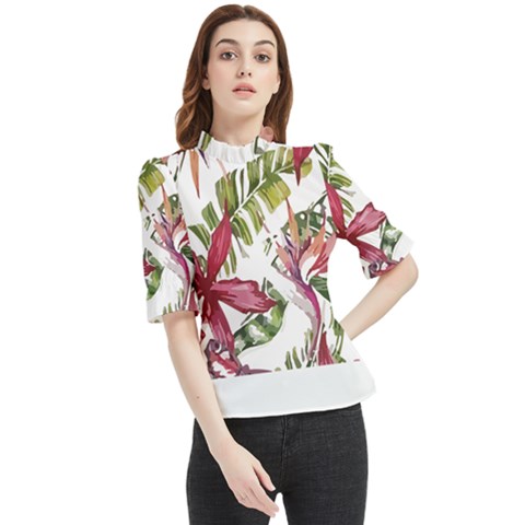 Botanical T- Shirt Botanical Majestic Counterfloor T- Shirt Frill Neck Blouse by maxcute