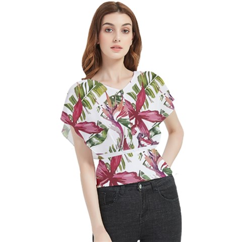 Botanical T- Shirt Botanical Majestic Counterfloor T- Shirt Butterfly Chiffon Blouse by maxcute