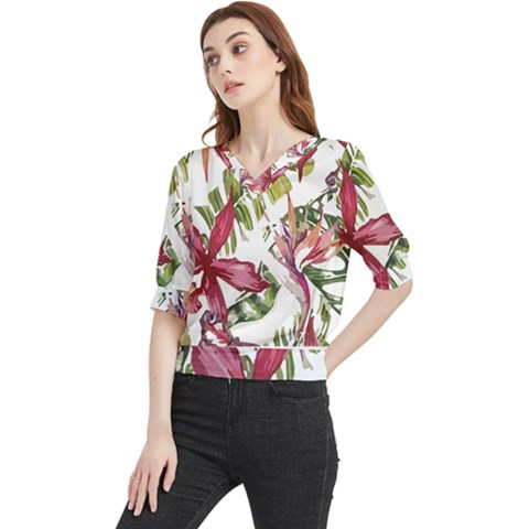 Botanical T- Shirt Botanical Majestic Counterfloor T- Shirt Quarter Sleeve Blouse by maxcute