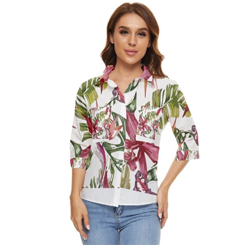 Botanical T- Shirt Botanical Majestic Counterfloor T- Shirt Women s Quarter Sleeve Pocket Shirt by maxcute