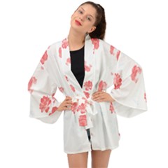 Botanical T- Shirt Botanical Pattern Flower De Purple T- Shirt Long Sleeve Kimono