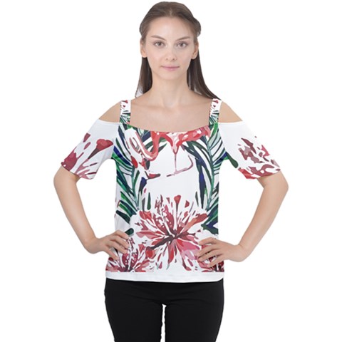 Botanical T- Shirt Botanical Pattern Hummingbird T- Shirt Cutout Shoulder Tee by maxcute