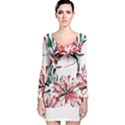 Botanical T- Shirt Botanical Pattern Hummingbird T- Shirt Long Sleeve Velvet Bodycon Dress View1