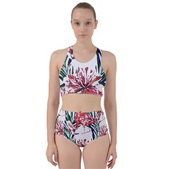 Botanical T- Shirt Botanical Pattern Hummingbird T- Shirt Racer Back Bikini Set by maxcute