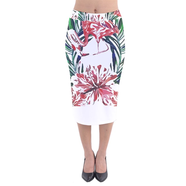 Botanical T- Shirt Botanical Pattern Hummingbird T- Shirt Velvet Midi Pencil Skirt