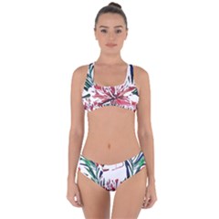 Botanical T- Shirt Botanical Pattern Hummingbird T- Shirt Criss Cross Bikini Set by maxcute