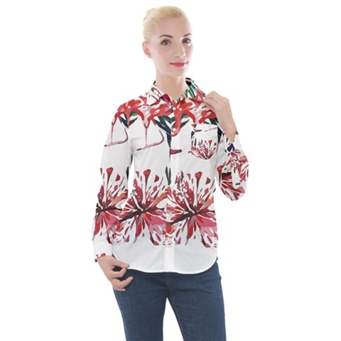 Botanical T- Shirt Botanical Pattern Hummingbird T- Shirt Women s Long Sleeve Pocket Shirt by maxcute