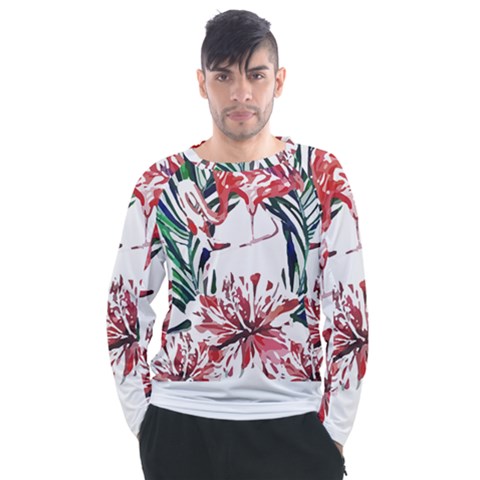 Botanical T- Shirt Botanical Pattern Hummingbird T- Shirt Men s Long Sleeve Raglan Tee by maxcute