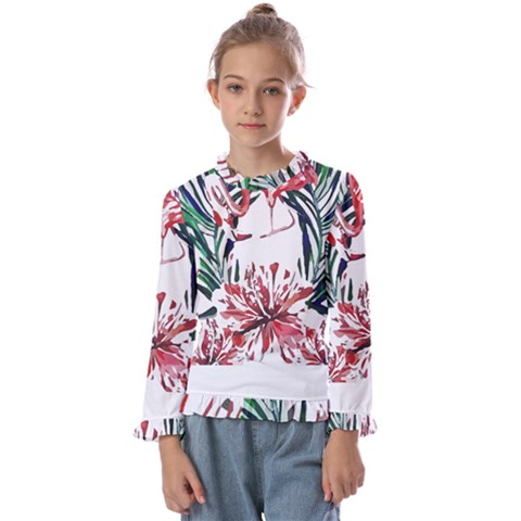 Botanical T- Shirt Botanical Pattern Hummingbird T- Shirt Kids  Frill Detail Tee by maxcute