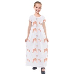 Boxer Dog Pattern T- Shirt Boxer Dog Cute Pattern T- Shirt Kids  Short Sleeve Maxi Dress by maxcute