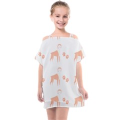 Boxer Dog Pattern T- Shirt Boxer Dog Cute Pattern T- Shirt Kids  One Piece Chiffon Dress by maxcute