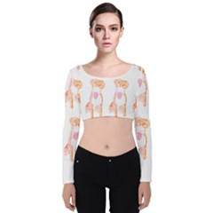 Boxer Dog Pattern T- Shirt Boxer Dog Pattern T- Shirt (1) Velvet Long Sleeve Crop Top by maxcute