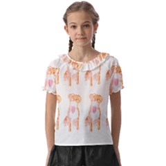 Boxer Dog Pattern T- Shirt Boxer Dog Pattern T- Shirt (1) Kids  Frill Chiffon Blouse