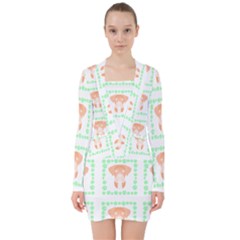 Boxer Dog Pattern T- Shirt Boxer Dog Pattern T- Shirt V-neck Bodycon Long Sleeve Dress by maxcute