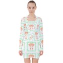 Boxer Dog Pattern T- Shirt Boxer Dog Pattern T- Shirt V-neck Bodycon Long Sleeve Dress View1