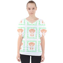 Boxer Dog Pattern T- Shirt Boxer Dog Pattern T- Shirt V-neck Dolman Drape Top by maxcute