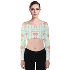 Boxer Dog Pattern T- Shirt Boxer Dog Pattern T- Shirt Velvet Long Sleeve Crop Top by maxcute