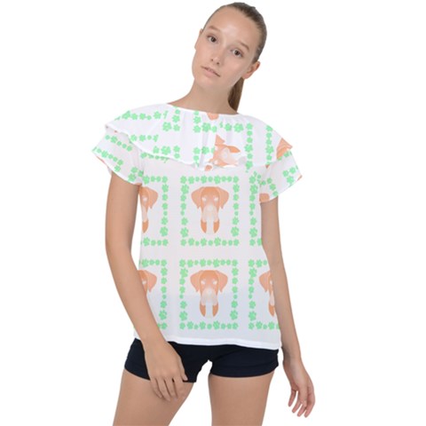 Boxer Dog Pattern T- Shirt Boxer Dog Pattern T- Shirt Ruffle Collar Chiffon Blouse by maxcute