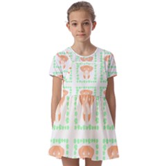 Boxer Dog Pattern T- Shirt Boxer Dog Pattern T- Shirt Kids  Short Sleeve Pinafore Style Dress