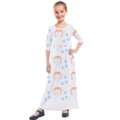 Boxer Dog Pattern T- Shirt Boxer Dog Pattern T- Shirt Kids  Quarter Sleeve Maxi Dress by maxcute