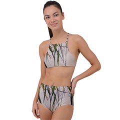 Branches T- Shirt Green Leaves, Branches, Green, Wallart, Summer, Nature, Digital, Art, Minimal, Tro High Waist Tankini Set by maxcute