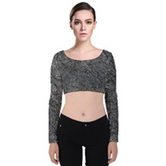 Stretch Marks Abstract Grunge Design Velvet Long Sleeve Crop Top by dflcprintsclothing