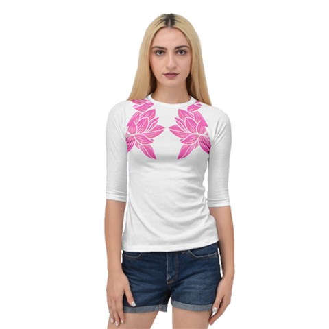 Breast Cancer T- Shirt Pink Ribbon Breast Cancer Survivor - Flowers Breast Cancer T- Shirt Quarter Sleeve Raglan Tee by maxcute