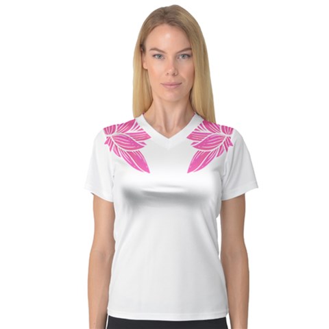 Breast Cancer T- Shirt Pink Ribbon Breast Cancer Survivor - Flowers Breast Cancer T- Shirt V-neck Sport Mesh Tee by maxcute