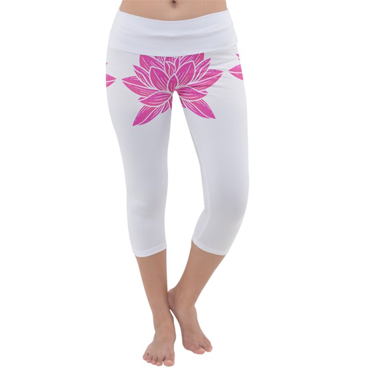 Breast Cancer T- Shirt Pink Ribbon Breast Cancer Survivor - Flowers Breast Cancer T- Shirt Capri Yoga Leggings