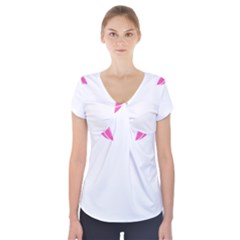 Breast Cancer T- Shirt Pink Ribbon Breast Cancer Survivor - Flowers Breast Cancer T- Shirt Short Sleeve Front Detail Top by maxcute