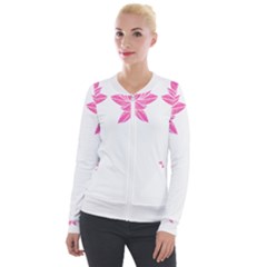 Breast Cancer T- Shirt Pink Ribbon Breast Cancer Survivor - Flowers Breast Cancer T- Shirt Velvet Zip Up Jacket by maxcute