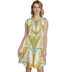 Butterflies T- Shirt Butterflies Pattern T- Shirt Cap Sleeve High Waist Dress