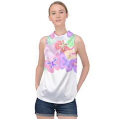 Butterflies T- Shirt Kaleidoscope Of Butterflies T- Shirt High Neck Satin Top