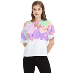 Butterflies T- Shirt Kaleidoscope Of Butterflies T- Shirt One Shoulder Cut Out Tee by maxcute