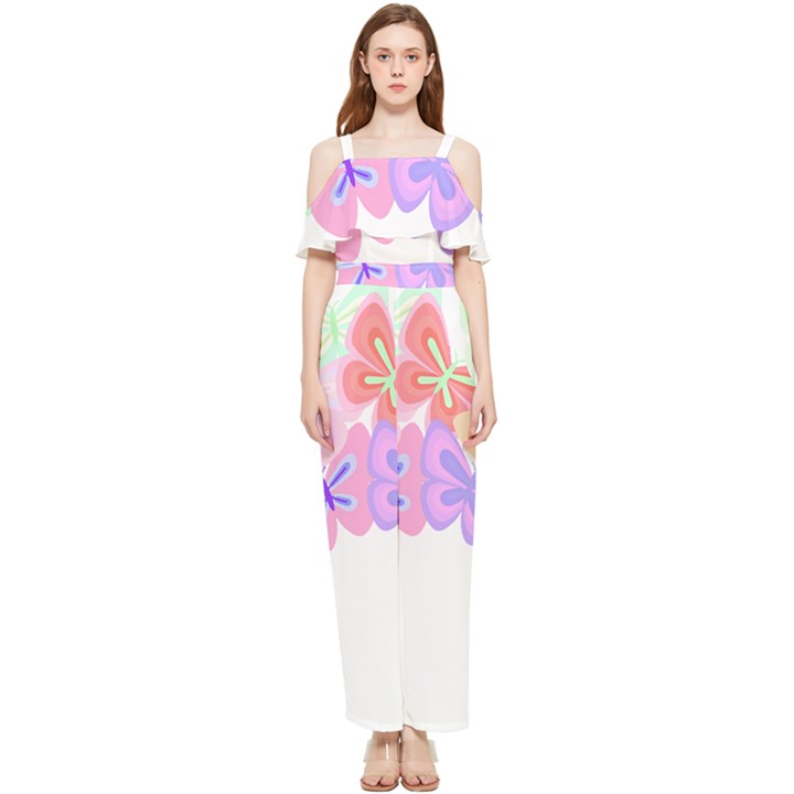 Butterflies T- Shirt Kaleidoscope Of Butterflies T- Shirt Draped Sleeveless Chiffon Jumpsuit