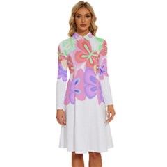 Butterflies T- Shirt Kaleidoscope Of Butterflies T- Shirt Long Sleeve Shirt Collar A-line Dress