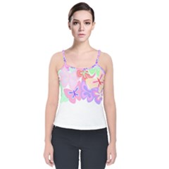 Butterflies T- Shirt Kaleidoscope Of Butterflies T- Shirt Velvet Spaghetti Strap Top by maxcute