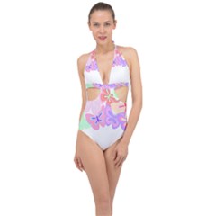 Butterflies T- Shirt Kaleidoscope Of Butterflies T- Shirt Halter Front Plunge Swimsuit by maxcute