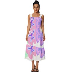 Butterflies T- Shirt Kaleidoscope Of Butterflies T- Shirt Square Neckline Tiered Midi Dress