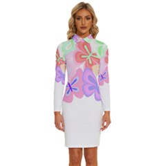 Butterflies T- Shirt Kaleidoscope Of Butterflies T- Shirt Long Sleeve Shirt Collar Bodycon Dress