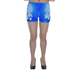 Butterflies T- Shirt Serenity Blue Floral Design With Butterflies T- Shirt Skinny Shorts by maxcute