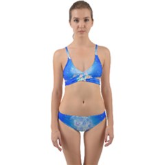 Butterflies T- Shirt Serenity Blue Floral Design With Butterflies T- Shirt Wrap Around Bikini Set by maxcute