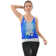 Butterflies T- Shirt Serenity Blue Floral Design With Butterflies T- Shirt Chiffon Cami by maxcute