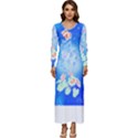 Butterflies T- Shirt Serenity Blue Floral Design With Butterflies T- Shirt Long Sleeve Velour Longline Maxi Dress View1