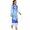 Butterflies T- Shirt Serenity Blue Floral Design With Butterflies T- Shirt Long Sleeve Velour Longline Maxi Dress View3