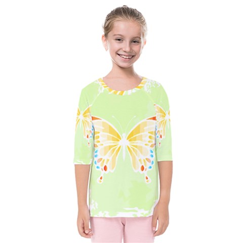 Butterfly Art T- Shirtbutterfly T- Shirt (1) Kids  Quarter Sleeve Raglan Tee by maxcute