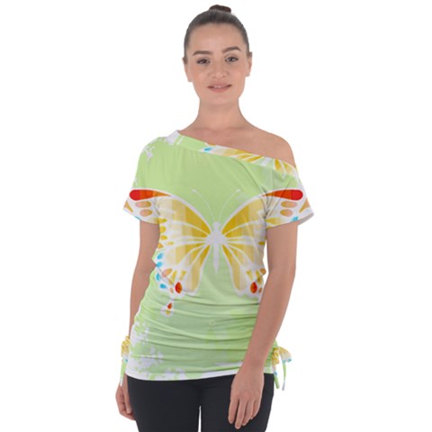 Butterfly Art T- Shirtbutterfly T- Shirt (1) Off Shoulder Tie-up Tee by maxcute