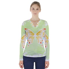 Butterfly Art T- Shirtbutterfly T- Shirt (1) V-neck Long Sleeve Top by maxcute