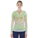 Butterfly Art T- Shirtbutterfly T- Shirt (1) V-Neck Long Sleeve Top View1