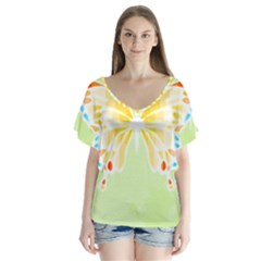 Butterfly Art T- Shirtbutterfly T- Shirt (1) V-neck Flutter Sleeve Top by maxcute